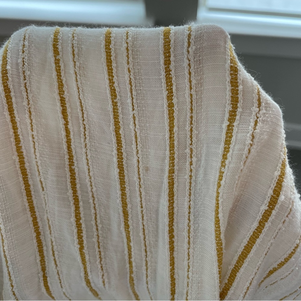 Anthropologie White and Gold Tailor Strip Button Down Long Sleeve Size 14 - Picture 14 of 15